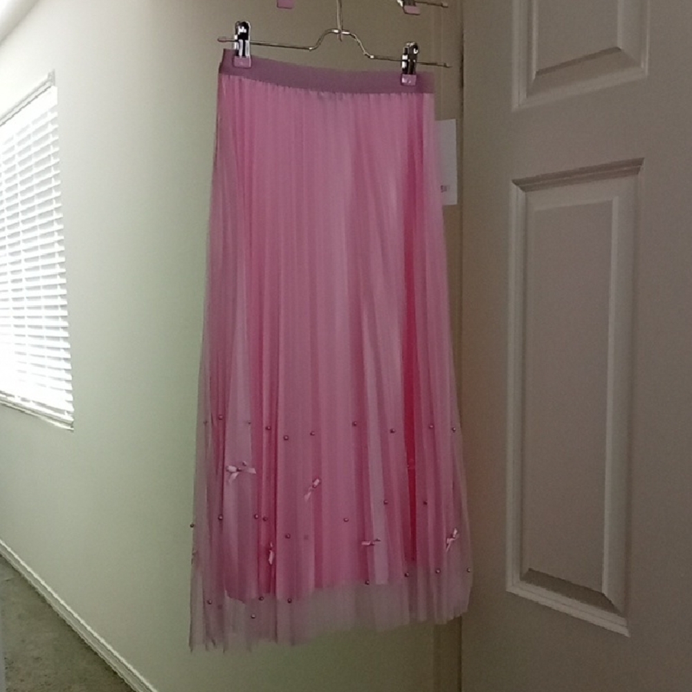 Ladies Light Pink Tulle Skirt W Satin Lining